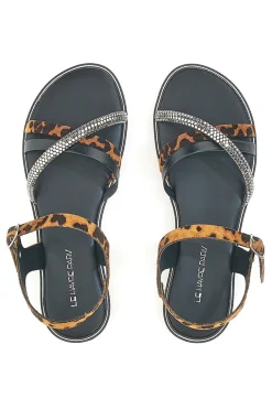 Sandali Neri con Fantasia Leopardata Le Havre Paris 5451