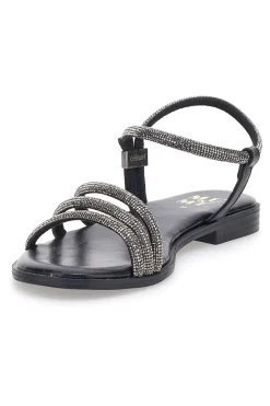 Sandali neri con fascette sottili e strass Me & Me 1703