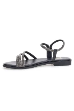 Sandali neri con fascette sottili e strass Me & Me 1703
