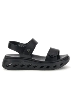 Sandali neri con strappi in velcro suola comfort Plocadi G88382