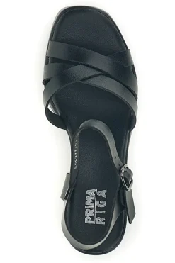 Sandali neri con tacco e plateau Prima Riga AD897701