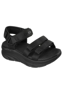 Sandali neri con tripla fascia regolabile Skechers D'LUX WALKER SANDAL SEA-SCAPE