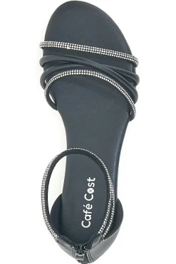 Sandali neri eleganti con cinturino gioiello CAFÉ COST W6