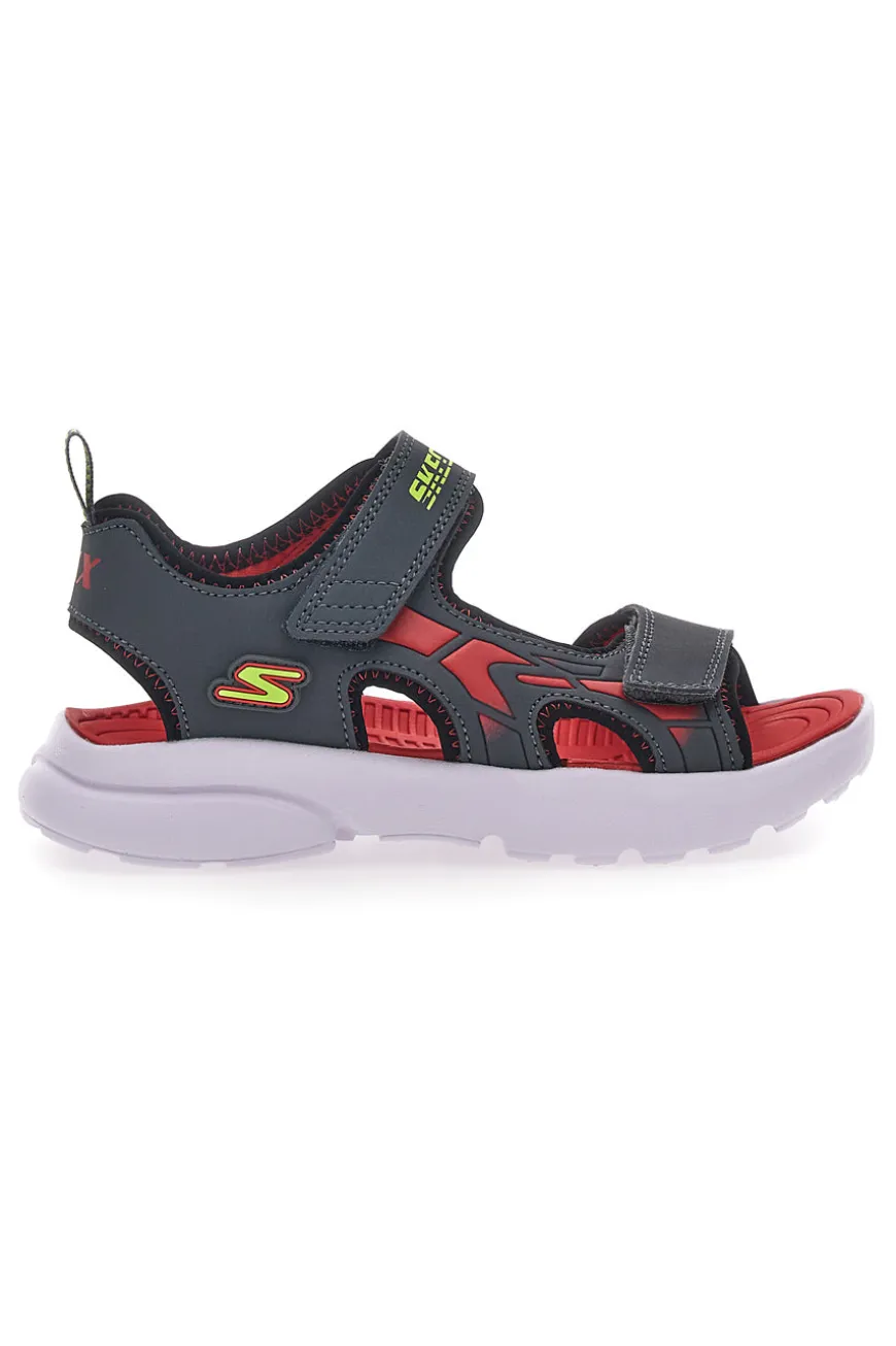 Sandali Neri e Rossi In Tessuto Skechers Razor Splash Aqua Buddies