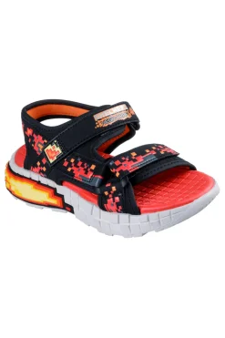 Sandali neri e rossi sportivi con stampa pixel Skechers Mega-Splash 4K