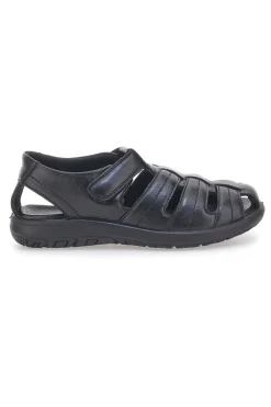 Sandali neri Fisherman in vera pelle Fly Nature FD101