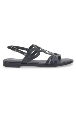 Sandali Neri Flat In Vera Pelle Pittarello Sun A6440101
