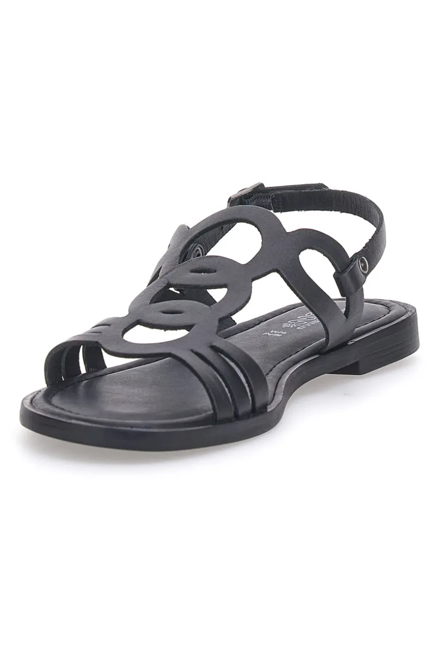 Sandali Neri Flat In Vera Pelle Pittarello Sun A6440101