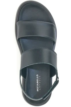 Sandali neri in pelle con doppia fascia e chiusura in velcro Pittarello Focus 28066IN