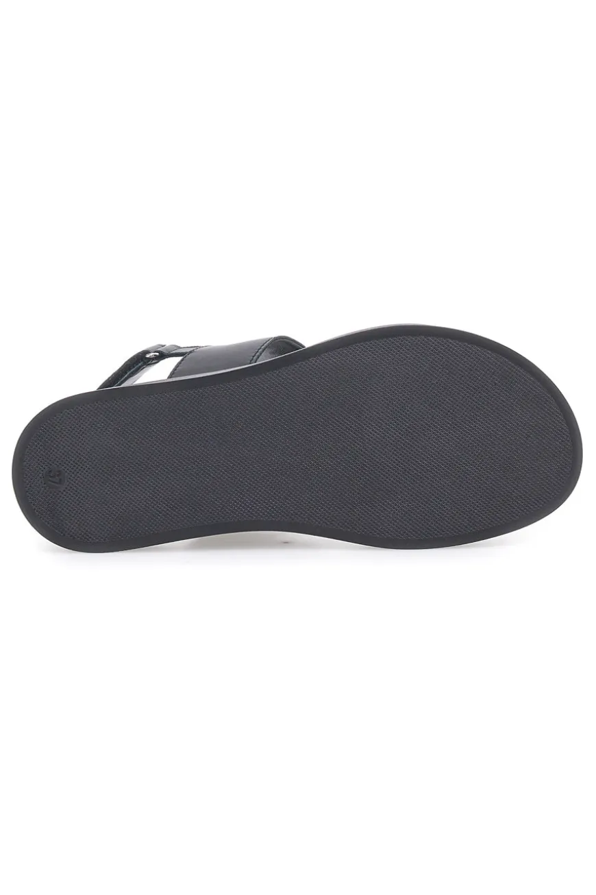 Sandali neri in pelle con doppia fascia e chiusura in velcro Pittarello Focus 28066IN