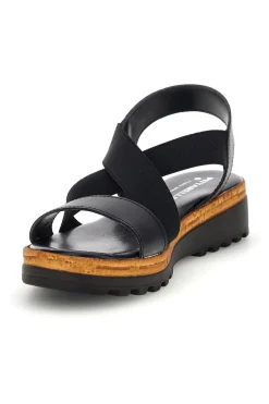 Sandali neri in pelle con fasce incrociate Pittarello 310570811