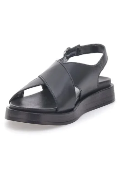Sandali neri in pelle design minimal Pittarello Focus 28058