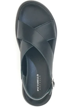 Sandali neri in pelle design minimal Pittarello Focus 28058