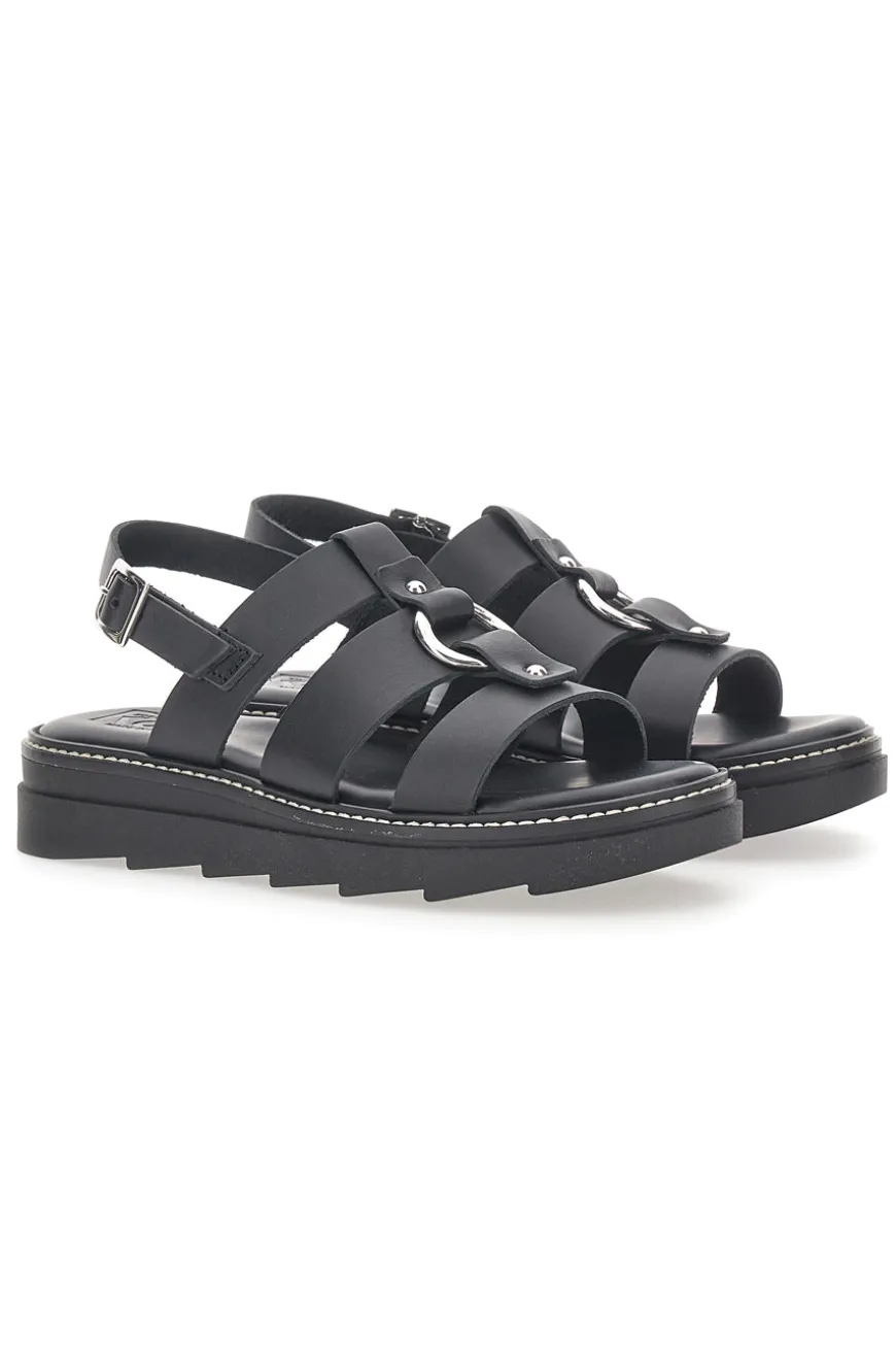 Sandali Neri In Pelle 100% Eco Friendly Pittarello Rock 5835
