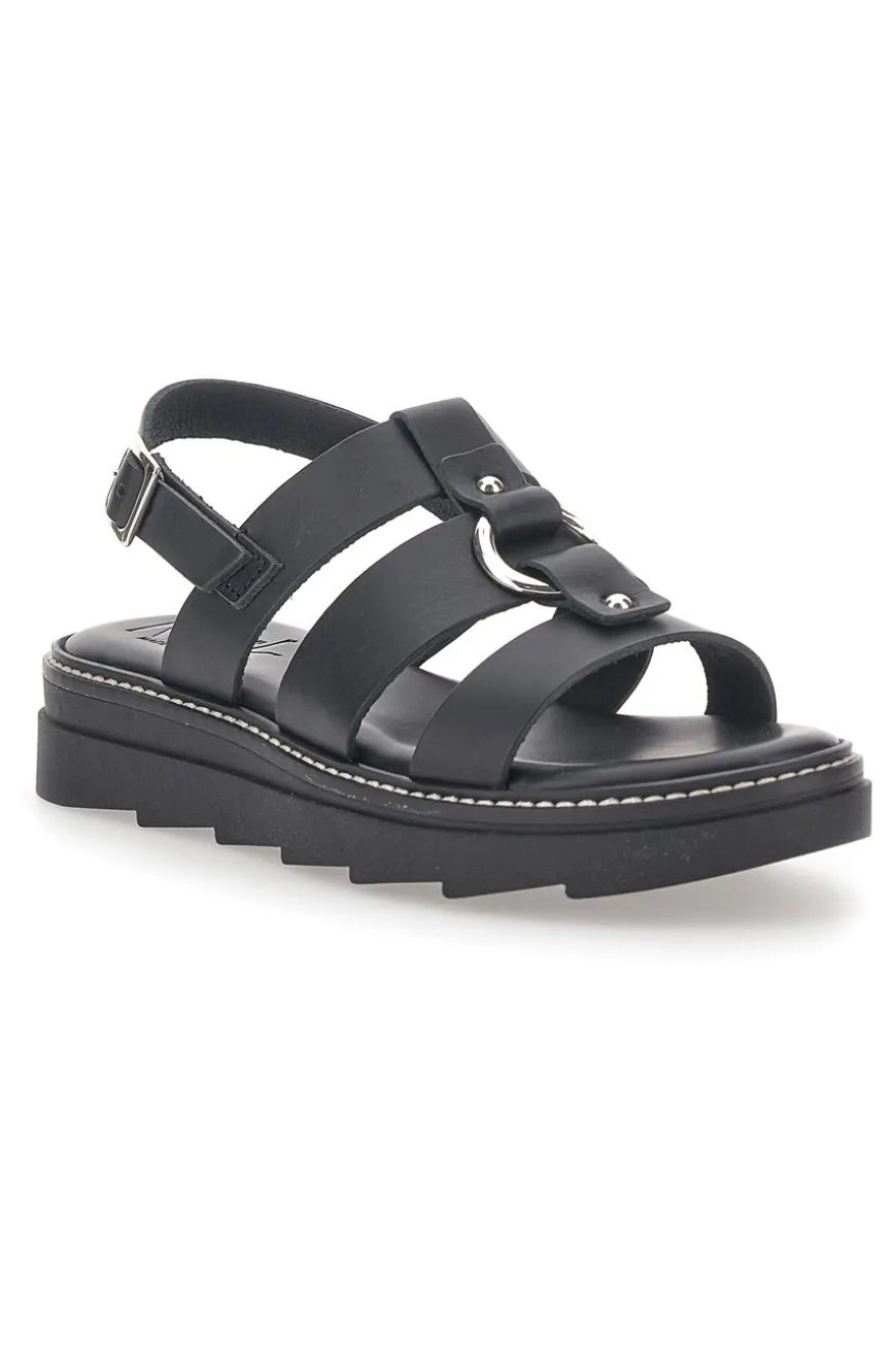 Sandali Neri In Pelle 100% Eco Friendly Pittarello Rock 5835