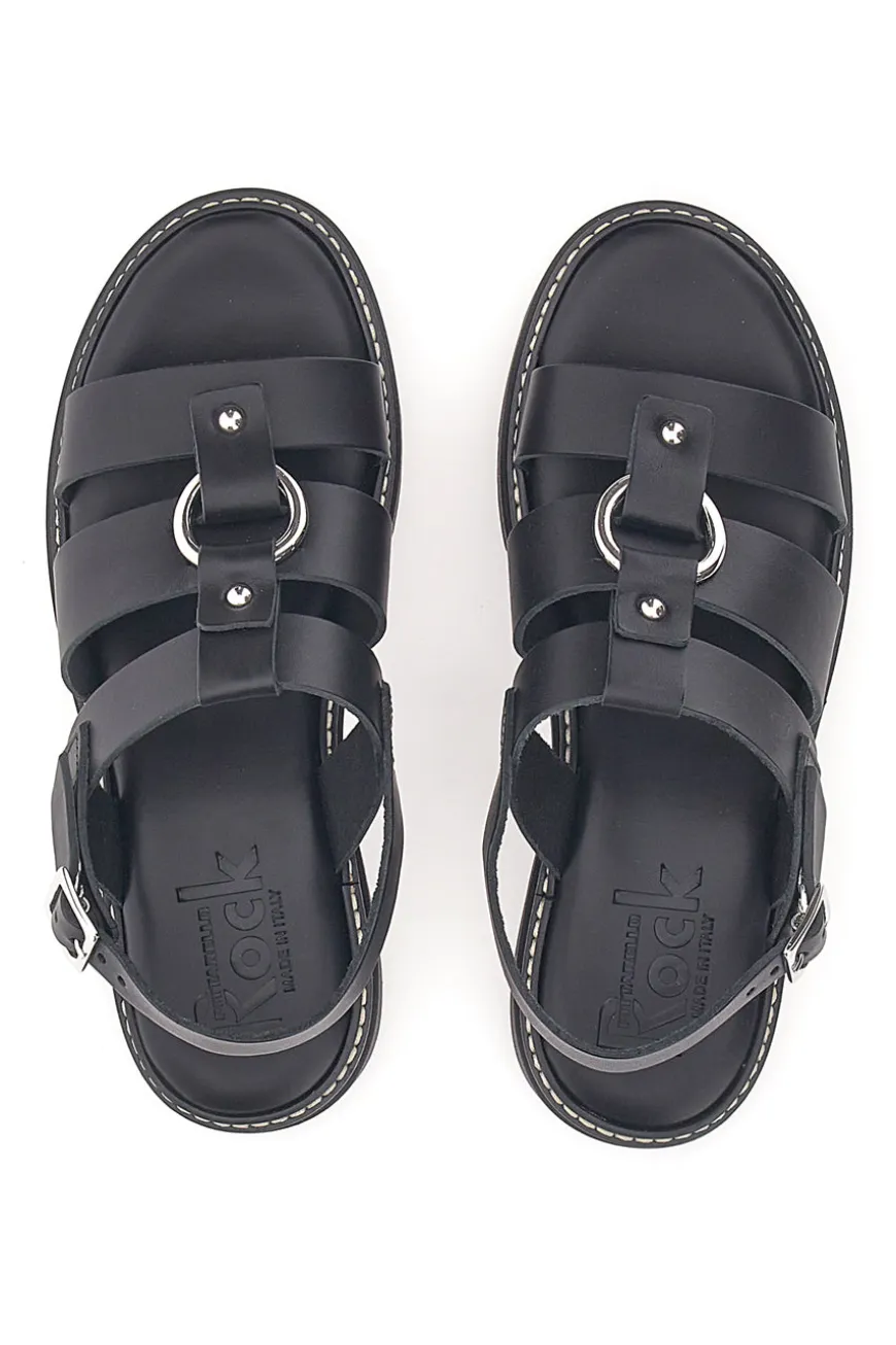 Sandali Neri In Pelle 100% Eco Friendly Pittarello Rock 5835