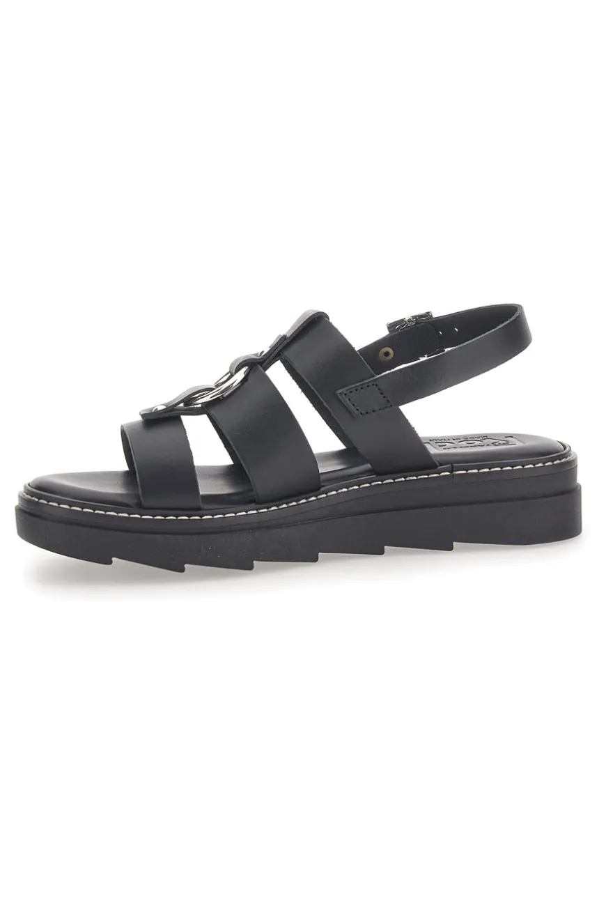 Sandali Neri In Pelle 100% Eco Friendly Pittarello Rock 5835