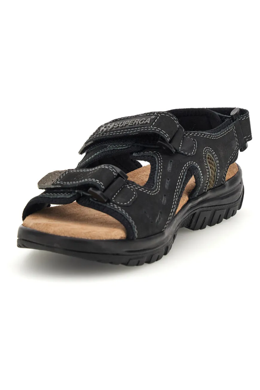 Sandali neri in pelle Superga S86U292