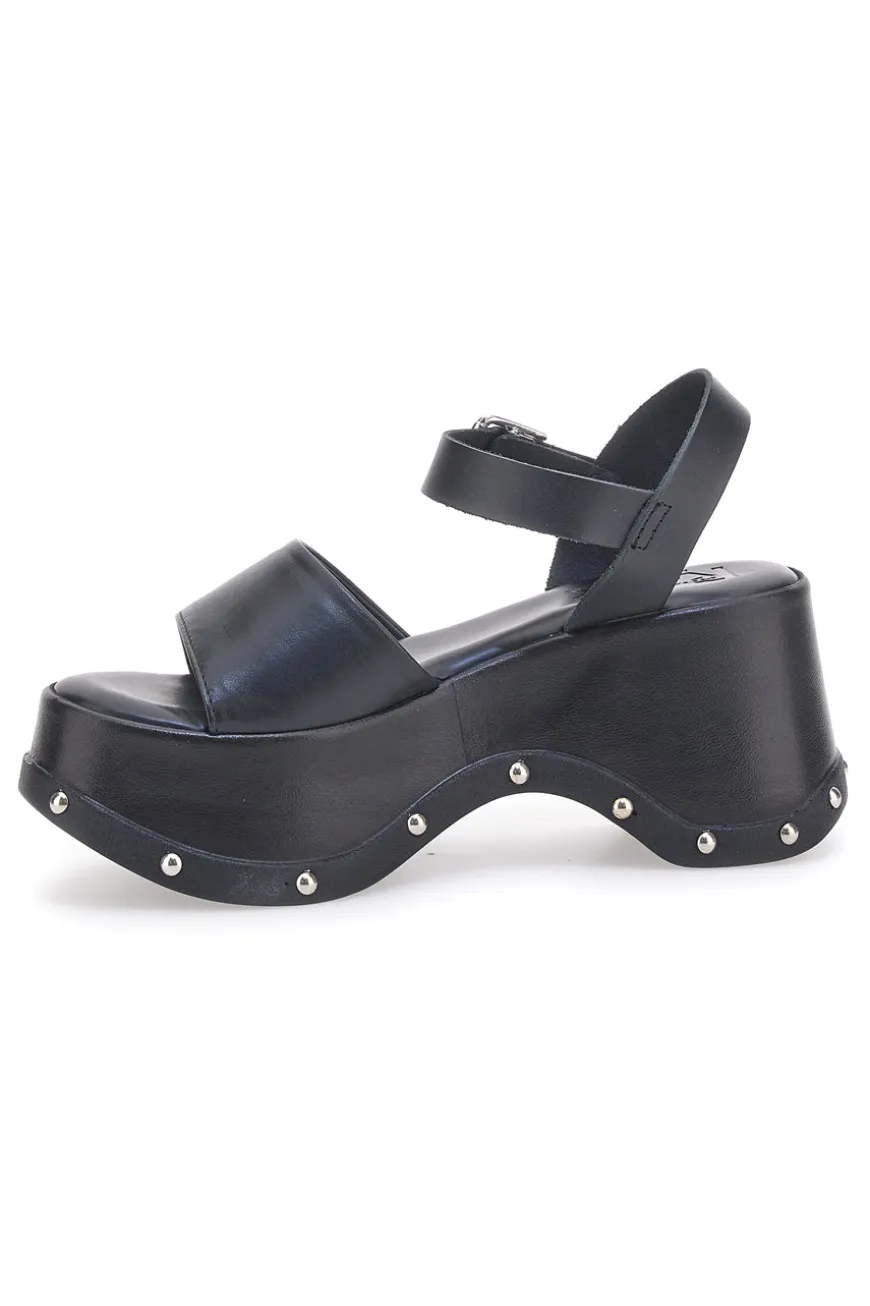 Sandali Neri In Vera Pelle con Platform Alto PITTARELLO ROCK 15777/Z