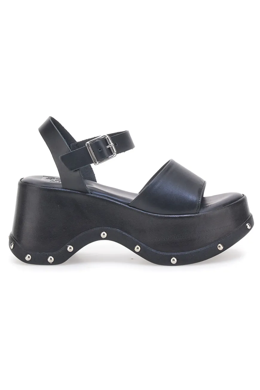 Sandali Neri In Vera Pelle con Platform Alto PITTARELLO ROCK 15777/Z