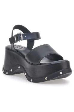 Sandali Neri In Vera Pelle con Platform Alto PITTARELLO ROCK 15777/Z