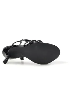 Sandali neri in vernice tacco medio cinturino First lady P709