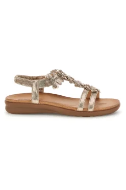Sandali oro con applicazioni floreali Quanna mel k358673