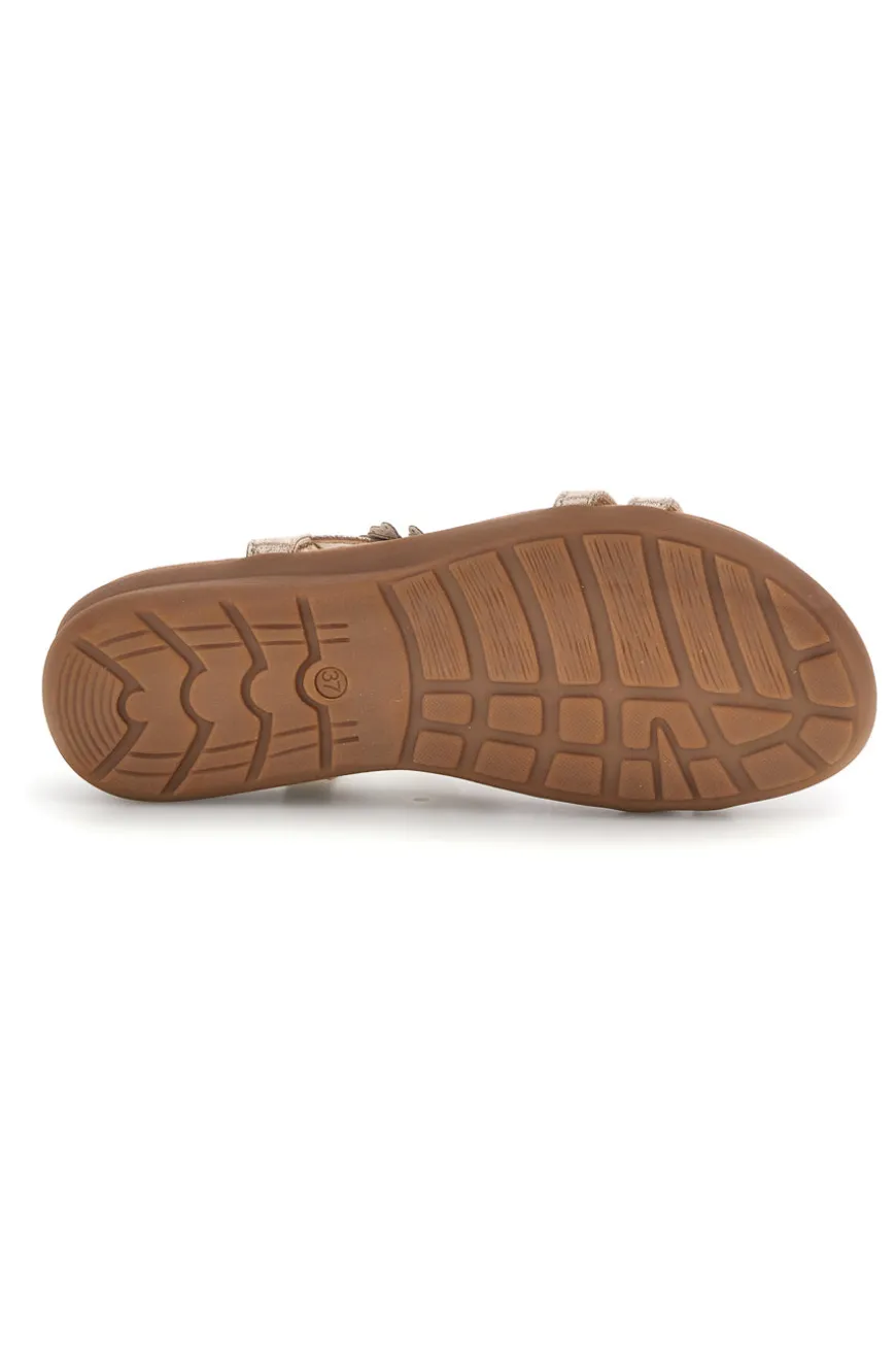 Sandali oro con applicazioni floreali Quanna mel k358673
