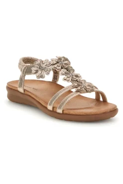 Sandali oro con applicazioni floreali Quanna mel k358673