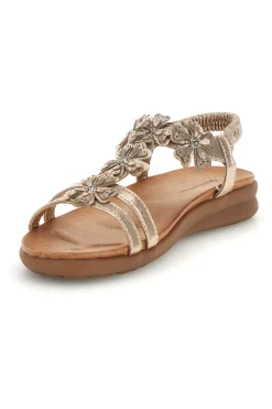 Sandali oro con applicazioni floreali Quanna mel k358673