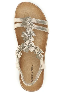 Sandali oro con applicazioni floreali Quanna mel k358673