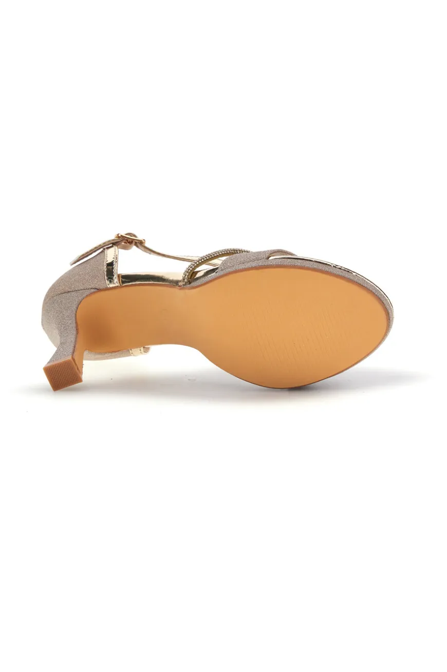 Sandali Oro con tacco alto e cinturino Le havre paris Ap25s9116