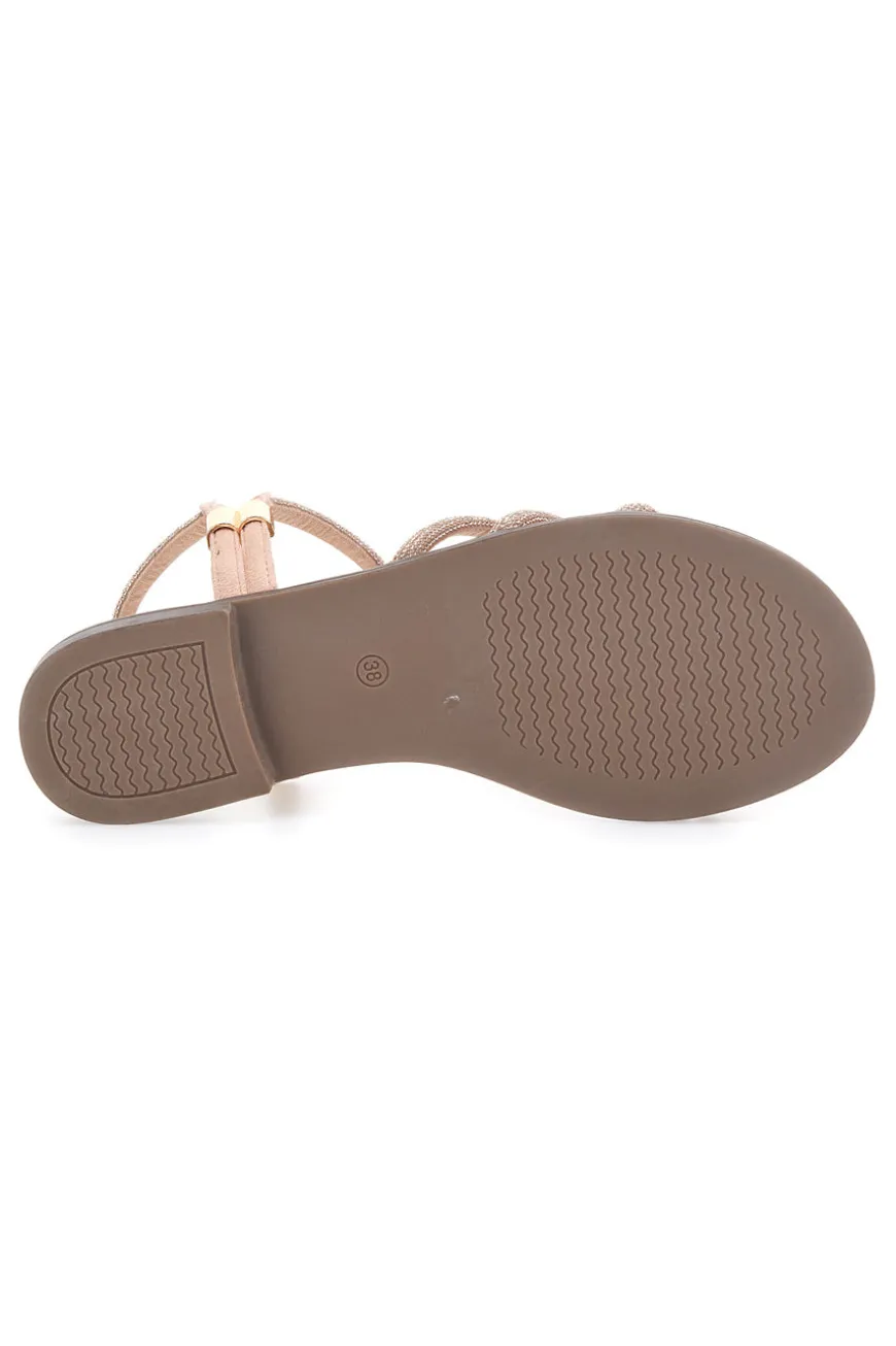 Sandali oro rosa con fascette sottili Me & Me 1703