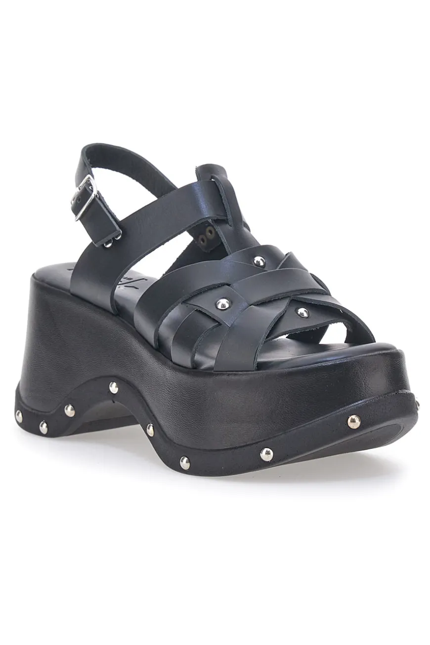 Sandali Platform in Pelle con Borchie Made in Italy Pittarello 15764