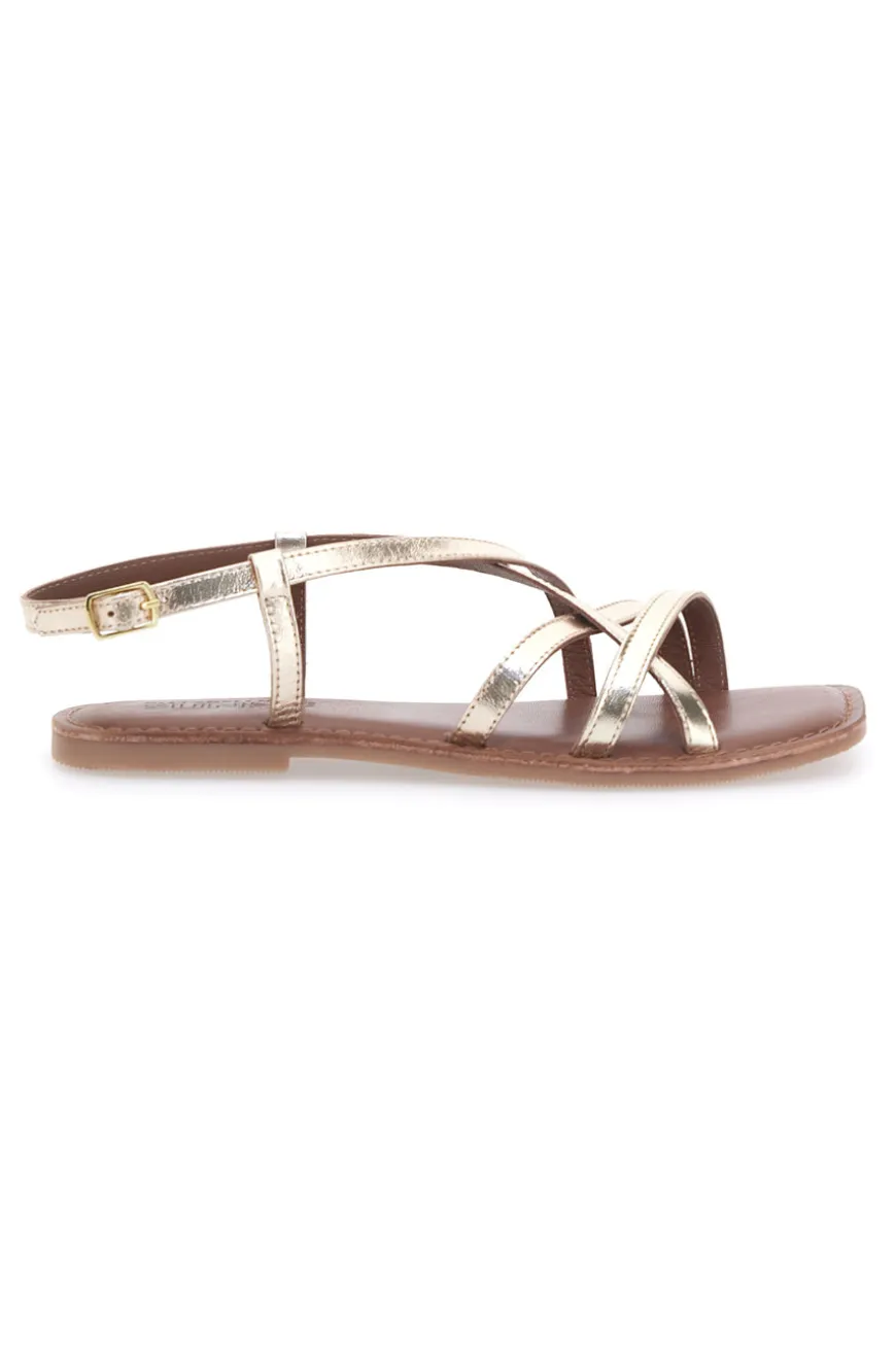 Sandali Platino a Infradito con Tomaia in Pelle Incrociata PITTARELLO SUN A99361103