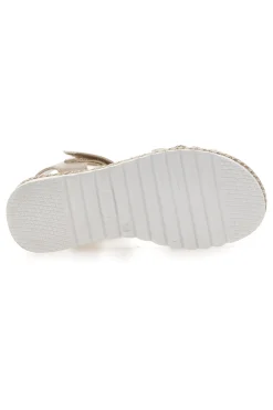 Sandali Platino Con Strappo in Velcro Grazie 15022