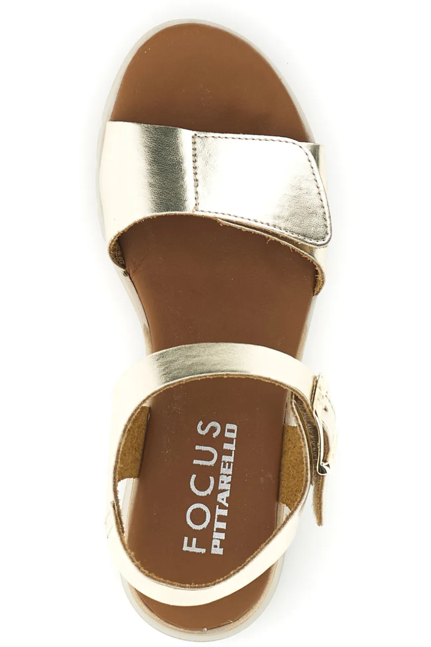 Sandali platino con zeppa e strappo in velcro Pittarello focus 5493097