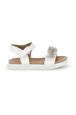Sandali primi passi bianchi con strass a farfalla Pitt kids 392620S