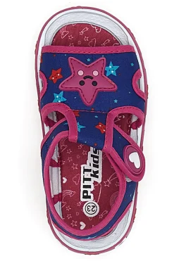 Sandali primi passi blu e fuxia in tessuto Pitt Kids PK2871B