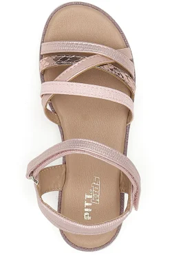 Sandali rosa metallizzato con fascette incrociate Pitt Kids 39G2546S