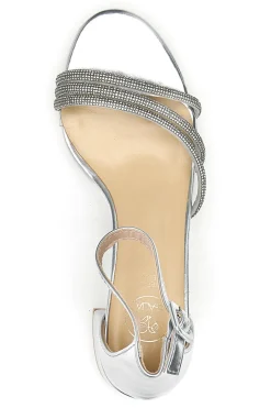 Sandali silver con tacco medio e fasce intrecciate con strass Galia GAE19921