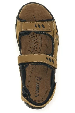 Sandali taupe in vera pelle con chiusura a strappo Fly dynamic FD11