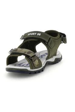 Sandali verdi con dettagli a contrasto e chiusura a strappo Pitt kids 15117