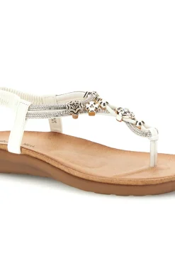 Sandalo infradito bianco con gioiello Quanna Mel K358636