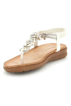 Sandalo infradito bianco con gioiello Quanna Mel K358636