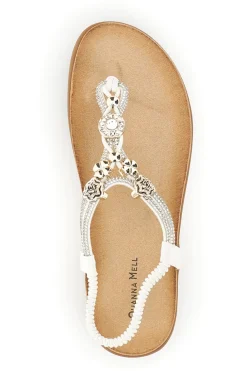 Sandalo infradito bianco con gioiello Quanna Mel K358636