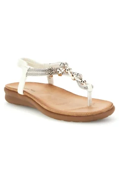 Sandalo infradito bianco con gioiello Quanna Mel K358636