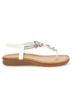 Sandalo infradito bianco con gioiello Quanna Mel K358636