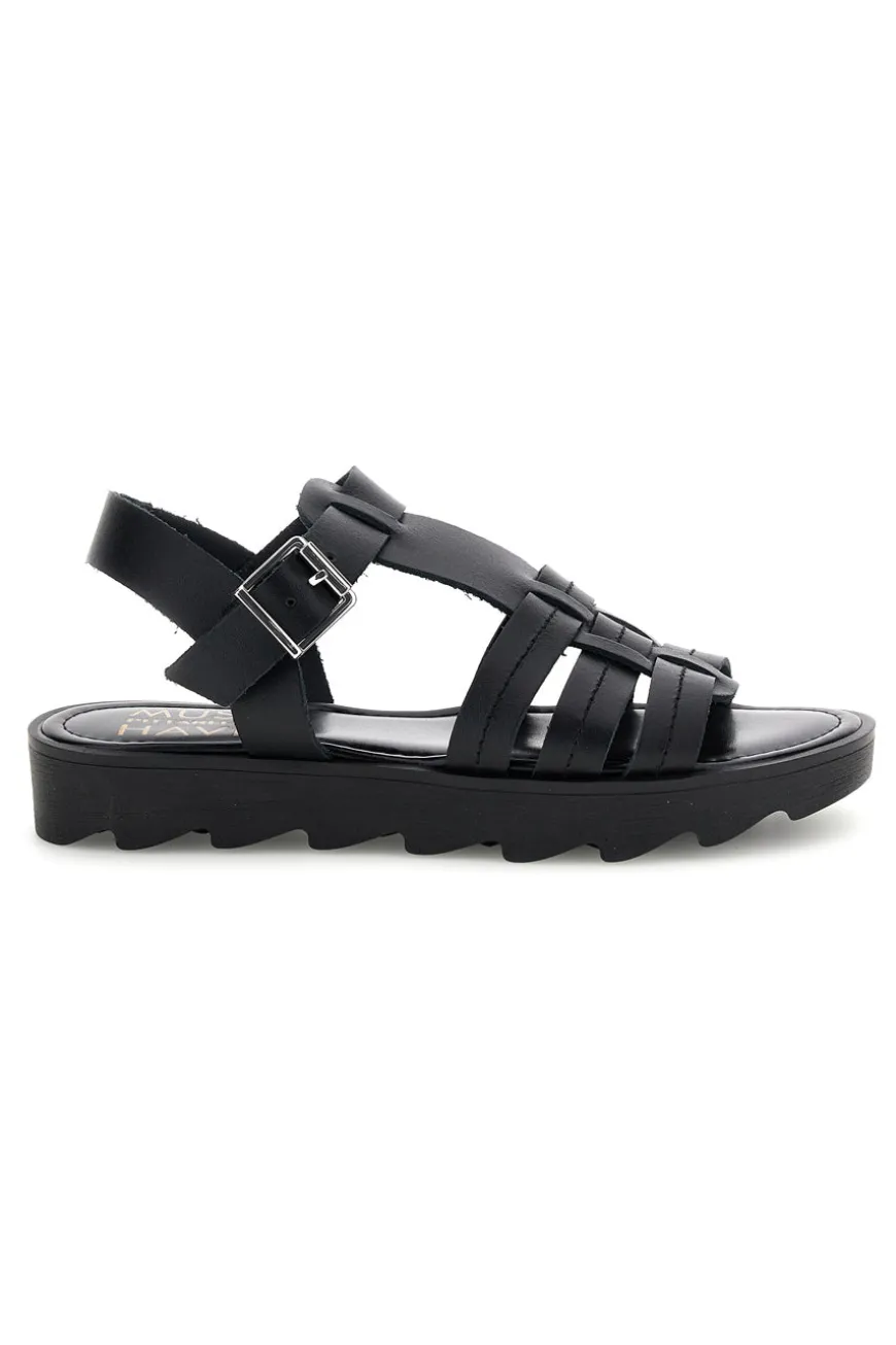 Sandalo nero in pelle con cinturino Pittarello Must Have 11936