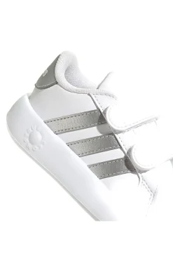 Scarpe bianche con strisce argento e suola Bubble memory Adidas Grand Court 2 CF I